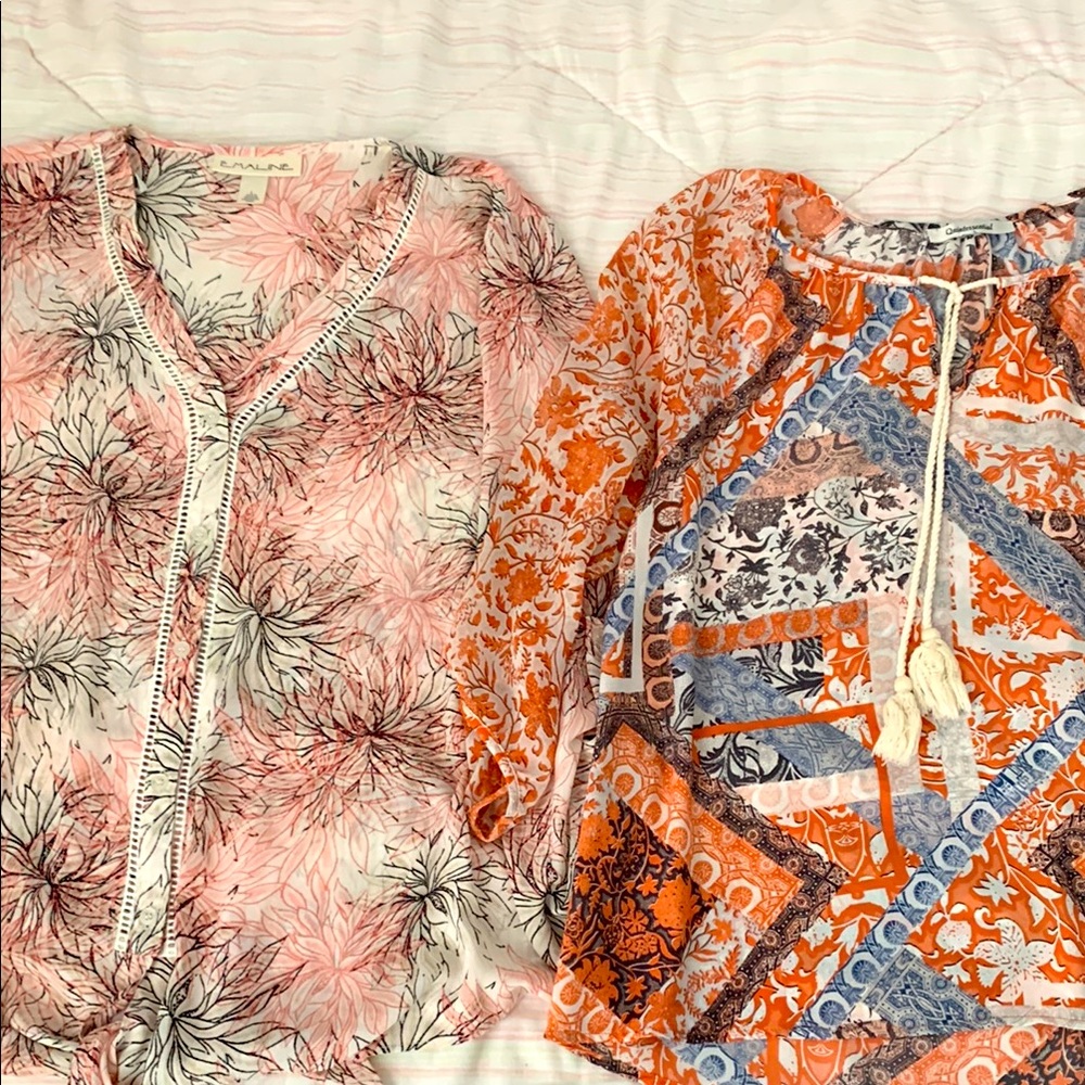 Floral and Geometric Blouse Set
